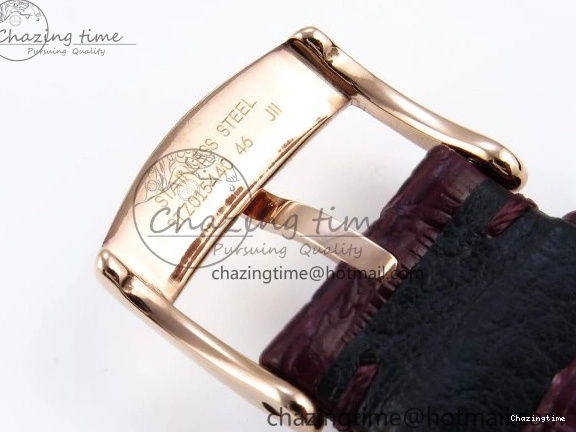 0203 Modern De Ville Date RG MKF 1:1 Best Edition White Textured Dial Roman Marker on Brown Leather Strap A 7752